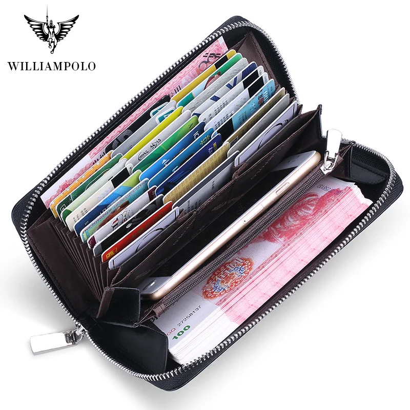 Длинные кошельки WILLIAMPOLO из натуральной кожи мужской держатель для мобильного