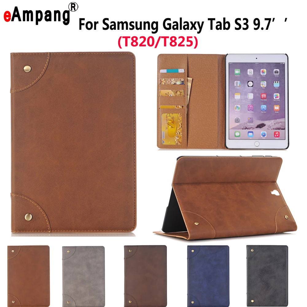 Кожаный чехол для Samsung Galaxy Tab S3 9 7 T820 T825 роскошный бизнес смарт Спящий стенд флип