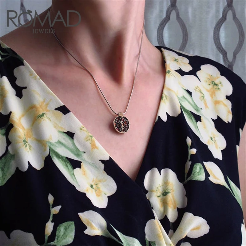 ROMAD, ожерелье с подвеской в форме граната, женский красный камень, цепочка, ювелирное изделие, женский свитер, аксессуары, колье, femme R50