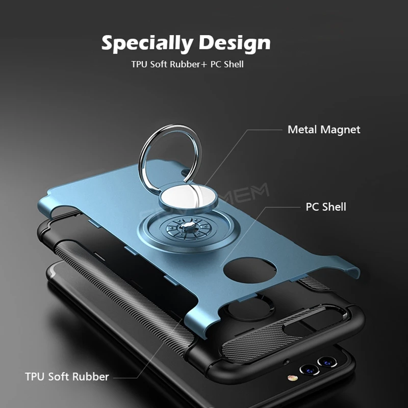 360 чехол для телефона с кольцом-держателем для huawei nova 2 2s 2i plus 3e nova 2 nova 2s nova 2i Магнитный чехол-подставка для автомобиля из ТПУ и силикона