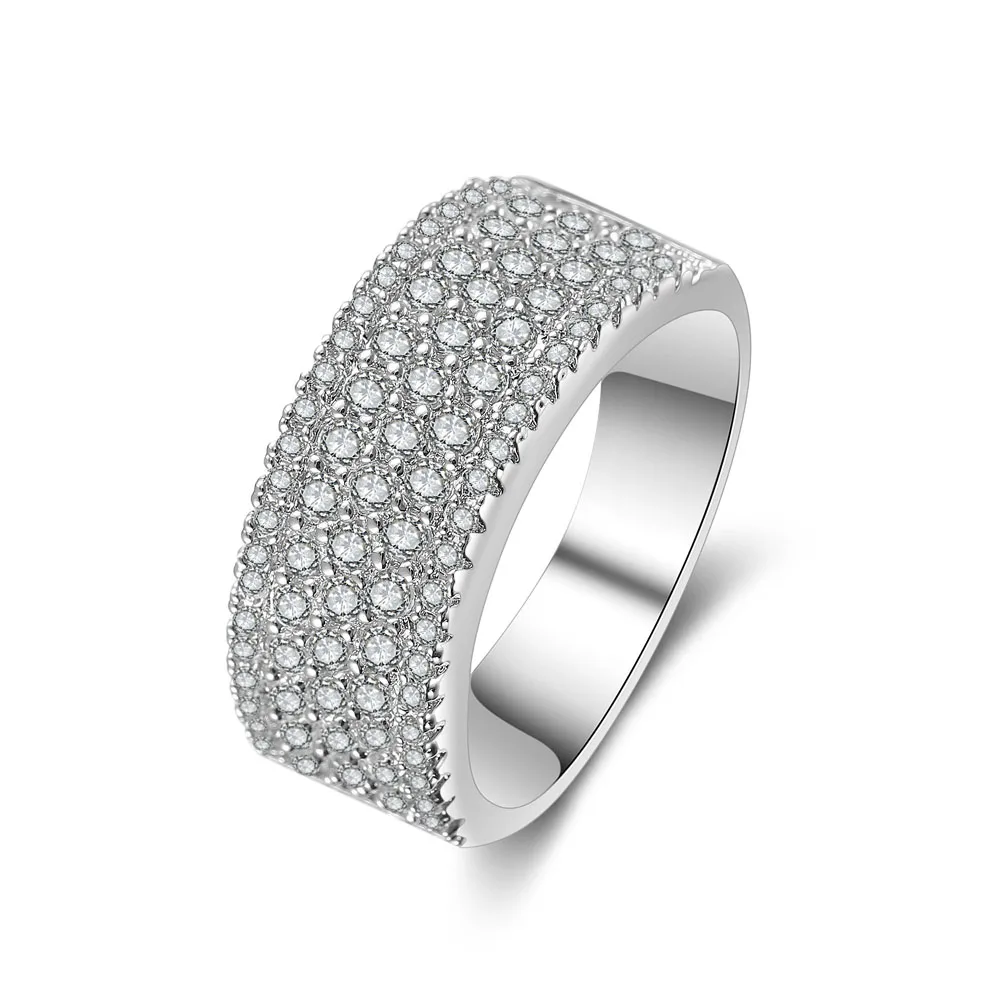 Новинка модное высококачественное серебряное кольцо 5 рядов посеребренное с