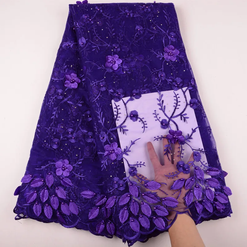 

Latest Embroidery African Lace 3D French Lace Fabric With Appliques Wedding Nigerian French Tulle Lace Fabric With Beades 1428B