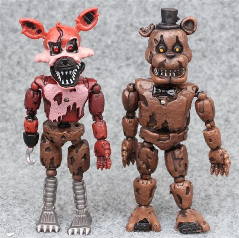 6 шт./компл. 14-17 см аниме игрушки FNAF «Five Nights At Freddy's», «пять ночей фигурку светодиодный светильник подвижные суставы Assemb светодиодный разборки детская игра Сделай Сам T