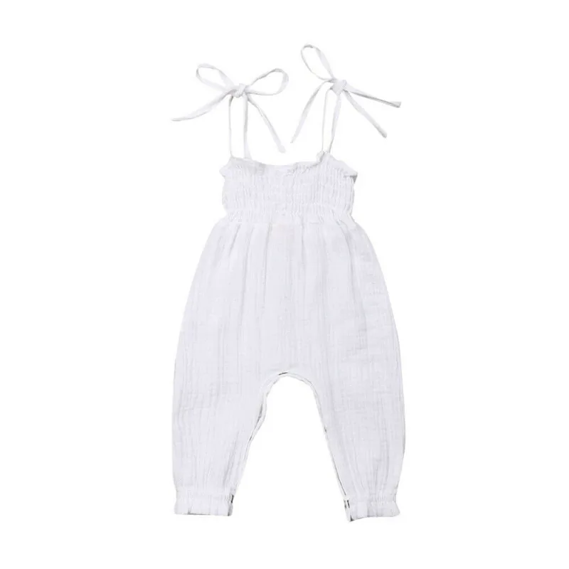 

2019 Summer Kids Toddler Baby Girls Sleeveless Bandage Rompers Jumpsuit Overalls Infant Girls Cotton Playsuit Clothes Outfits