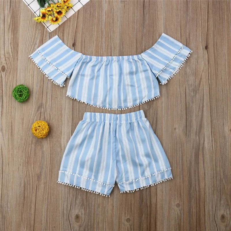 Летняя одежда для маленьких девочек новинка 2019 сексуальный укороченный топ с кисточками и открытыми