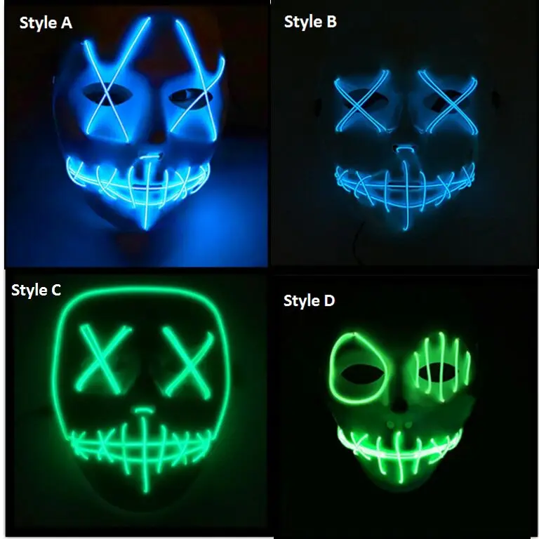 Halloween Mask LED Light Up Party for face Rave Parties Great Funny Masks Festival Cosplay Costume 9 colors free shipping | Дом и сад