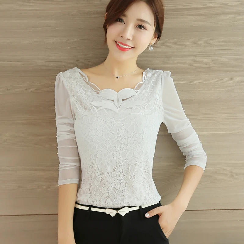 Плюс размер 2017 Весна и осень Новое поступление женский Топ Блузка длинный рукав