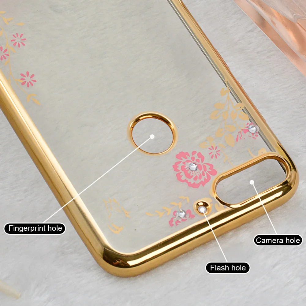 Чехол для Huawei Honor 7A Pro с роскошным цветком 3D блестящим бриллиантом силиконовый