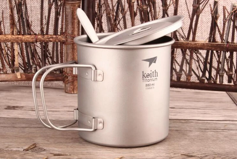 Титановая кружка Keith, складная ручка, чашка с одной стенкой на открытом воздухе, походная Бутылка для путешествий, чашки с титановой крышкой, 220 мл-900 мл
