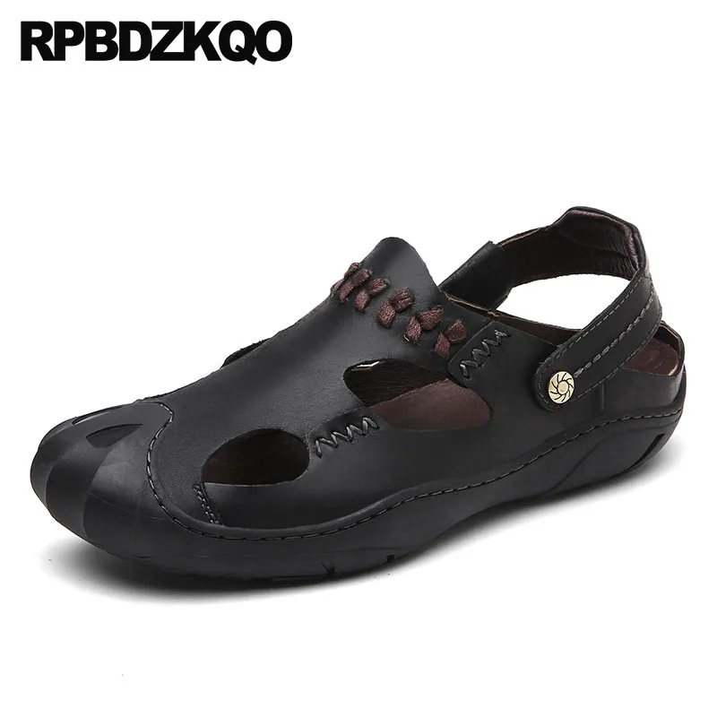 Туфли мужские из натуральной кожи повседневные сандалии на плоской подошве