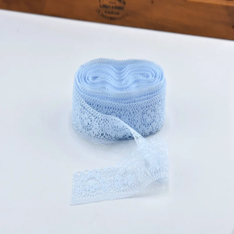 Light blue 10 ярдов/партия, хлопчатобумажная кружевная лента, аксессуары для свадебной одежды, 40 мм ширина, африканская кружевная ткань, обрезка, Вышитое Платье для шитья, сделай сам - Цвет: Light blue