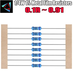Металлический пленочный резистор 100, 1%, 0,1, 0,12, 0,15, 0,18, 0,2, 0,22, 0,24, 0,27, 0,3, 0,33, 0,36, 0,39, 0,43, 0,47, 0,5, 0,56, 0,62 Ом, 0,68 шт.