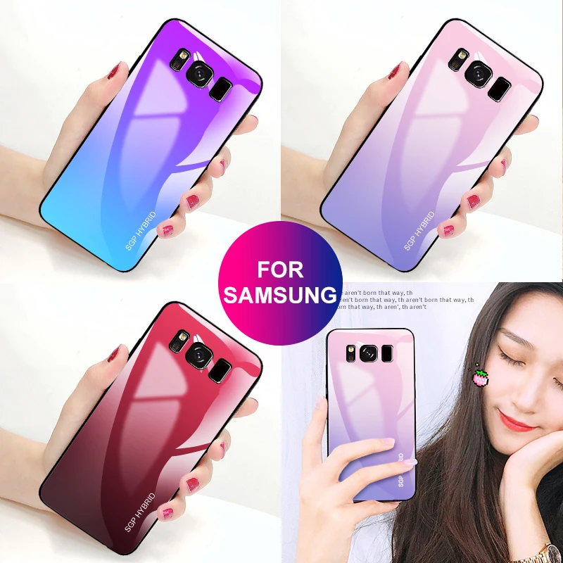 Градиентный цветной чехол-накладка из закаленного стекла для Samsung A30 A50