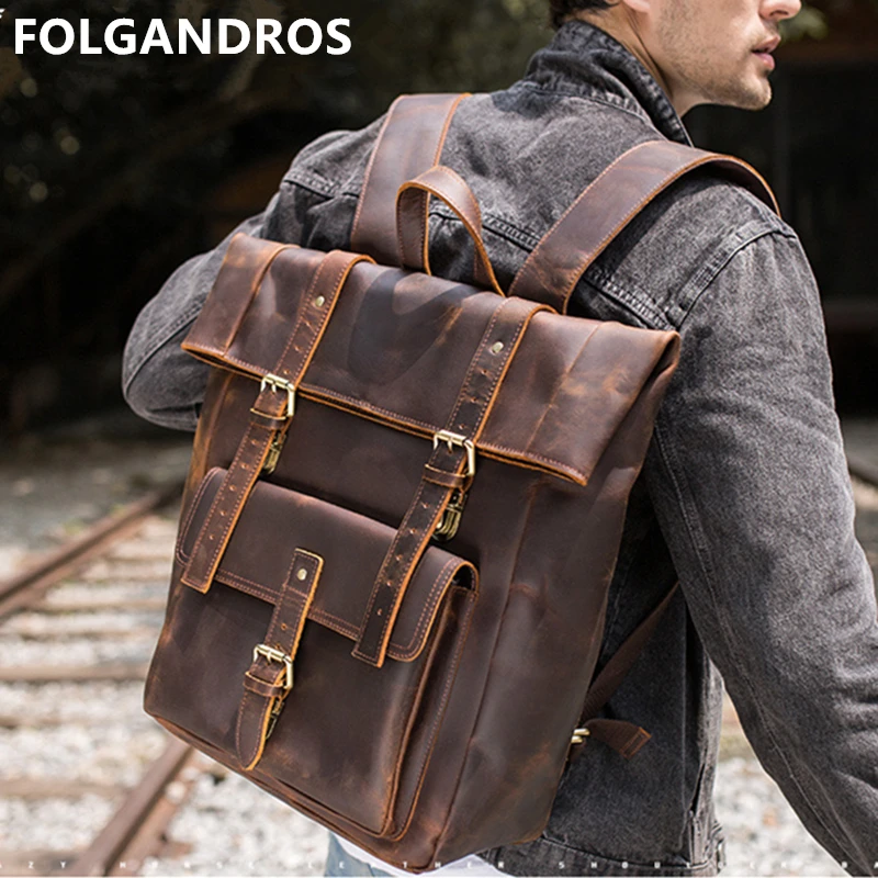 Рюкзак мужской из натуральной воловьей кожи брендовый дизайнерский