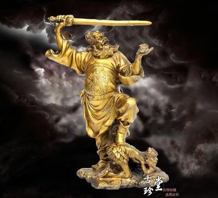 Китайский даосизм Храмовая бронзовая фигурка медный Чжун Куй статуи