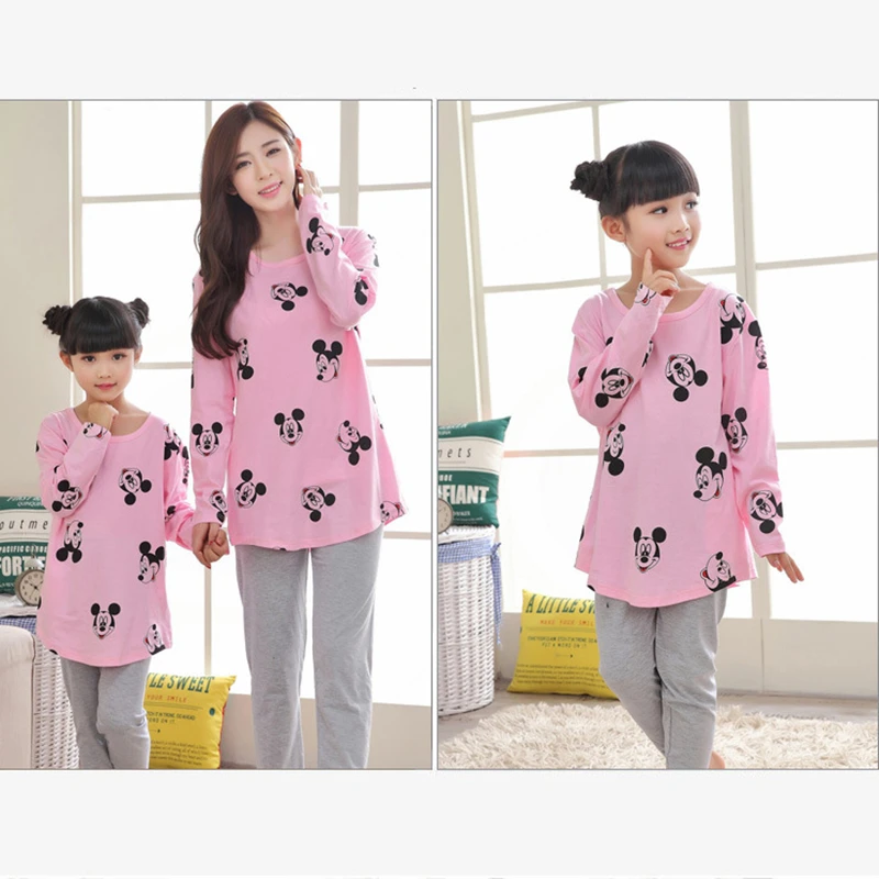 Пижама с длинными рукавами для мамы и дочки хлопковая одежда всей семьи 2019 | Мать