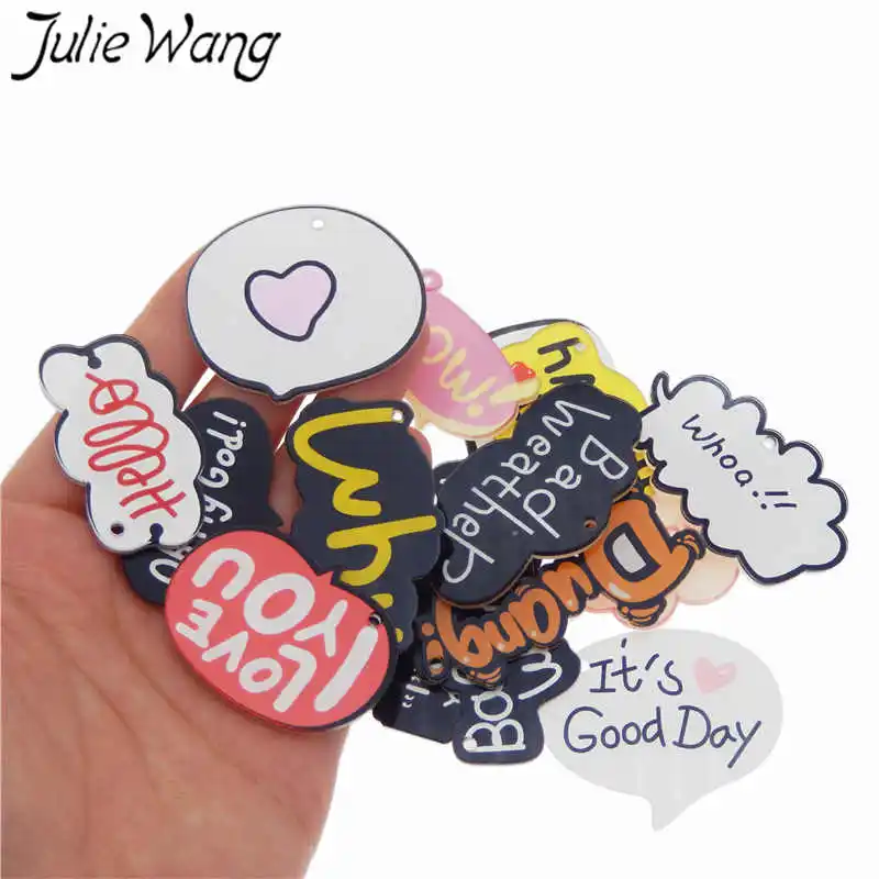 Julie Wang 4 шт. акриловые бирки для поздравлений Подвески &quotWow Whoo Hello&quot браслет