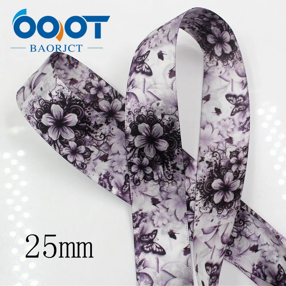 OOOT BAORJCT 1712013 25 мм 10 ярдов ленты с цветами термопечать Свадебные аксессуары DIY