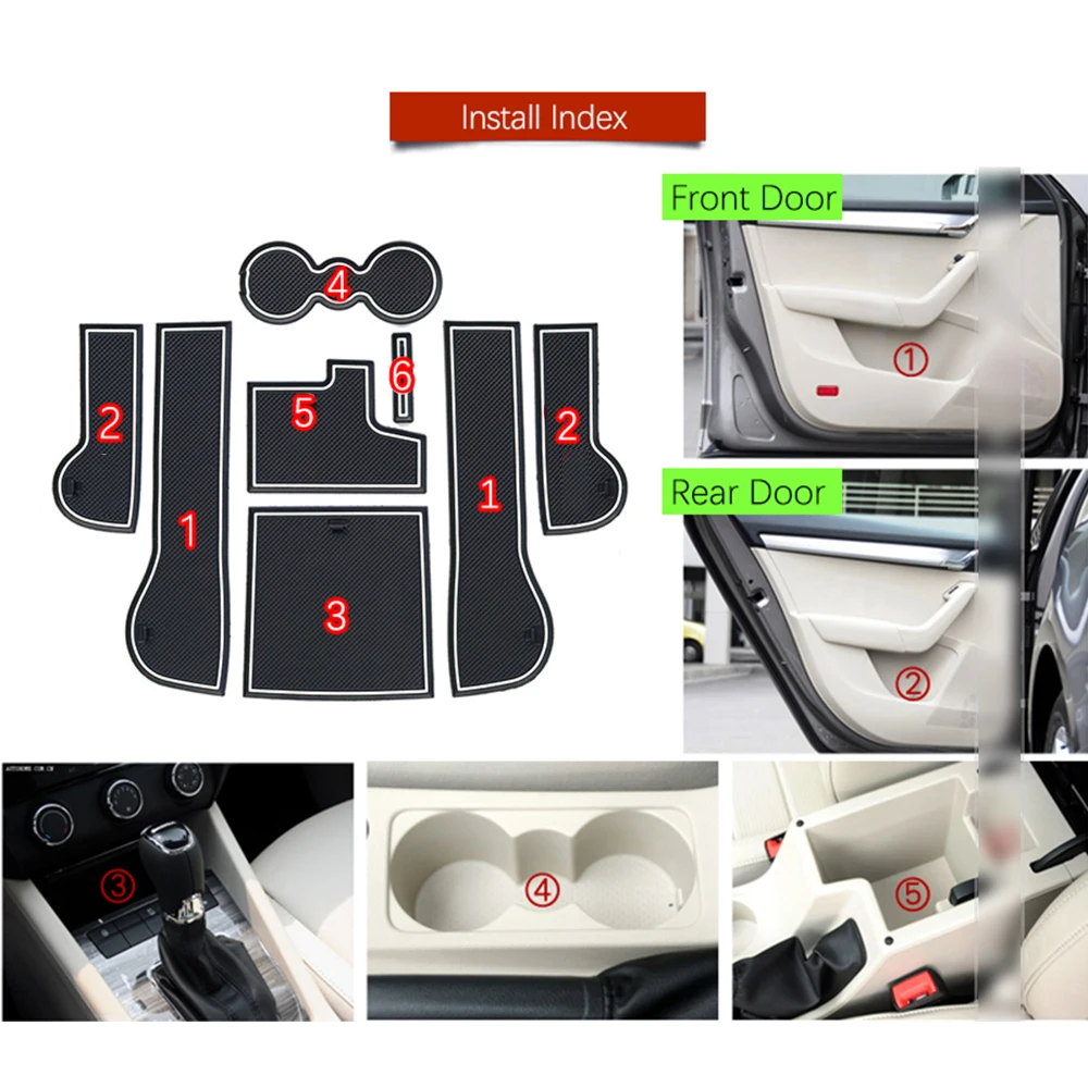 Противоскользящий коврик для разъема ворот резиновые подставки Skoda Octavia A7 2013 2014