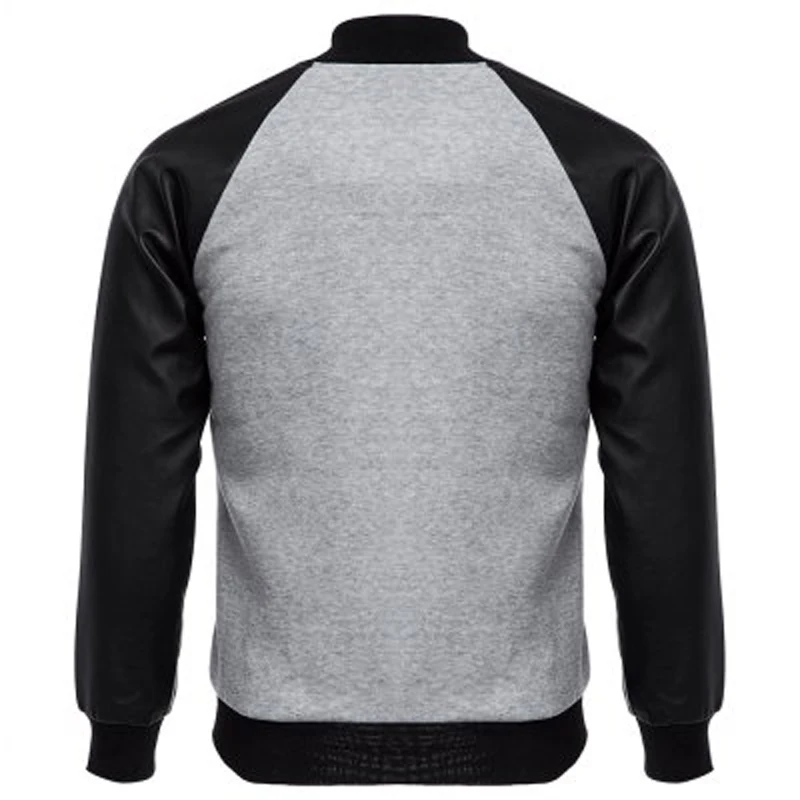 Мужская бейсбольная куртка из ПУ кожи облегающая с рукавами размеры XXL 2017|baseball