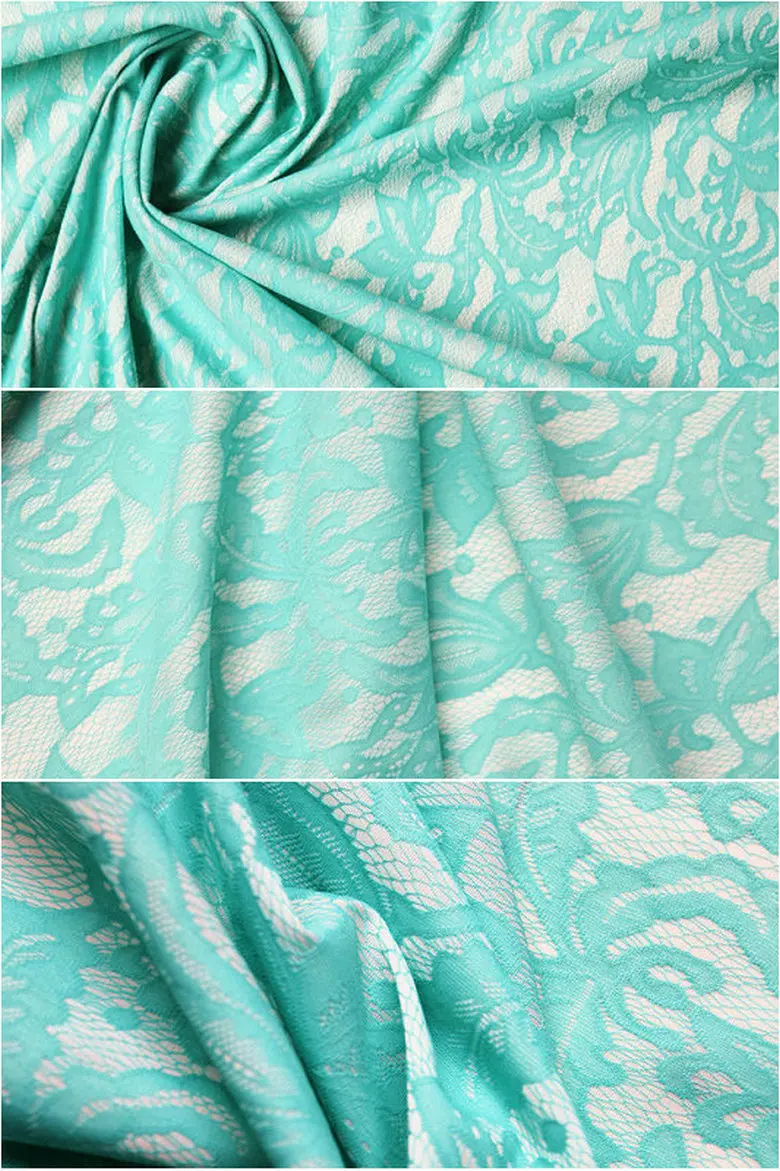 Мятно-зеленого цвета Сложные Кружева ткани платье из жаккардовой магазин