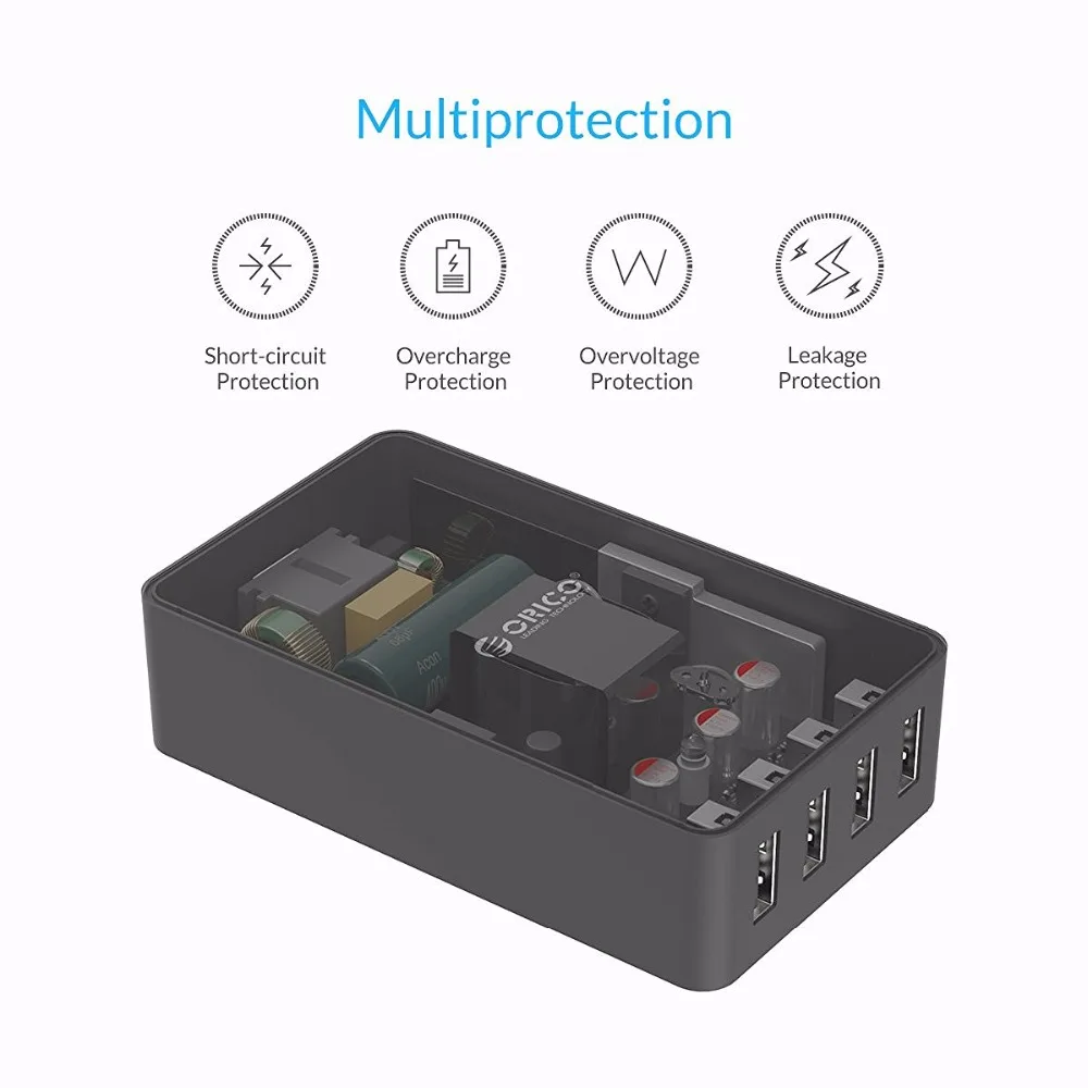 ORICO 4 порта настольное зарядное устройство адаптер 5V 2.4A 15W быстрая зарядка USB для