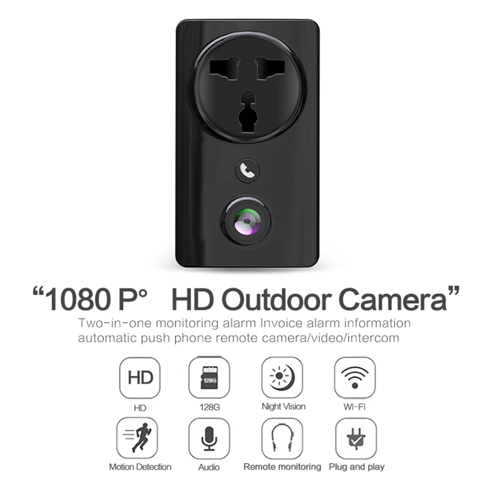YuBeter 1080P WiFi домашняя камера безопасности 2MP IP Беспроводная камера с разъемом питания 2 в 1 CCTV камера ночного видения двусторонняя связь