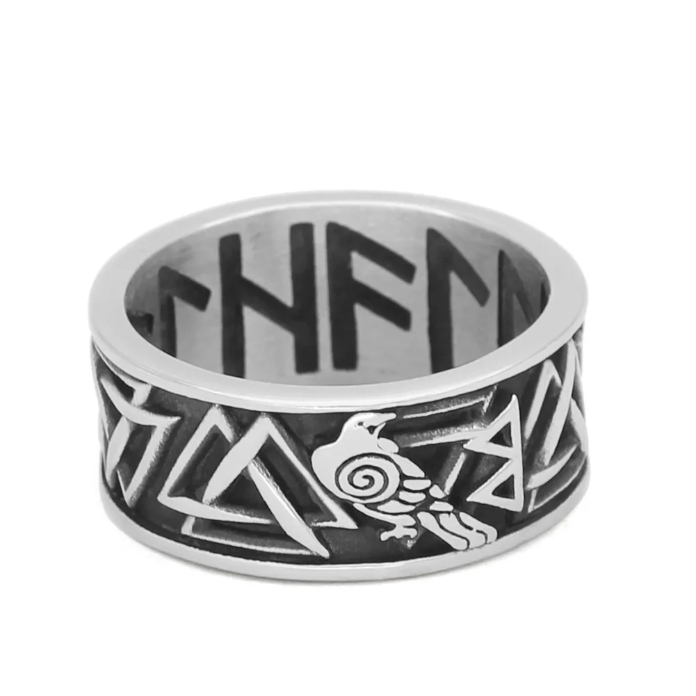 Скандинавский Викинг odin Ворон Huginn и Muninn valknut Рунический амулет кольцо из