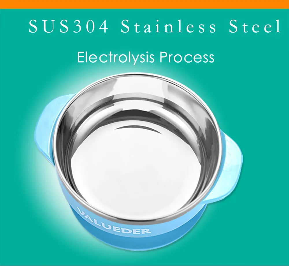 VALUEDER 300 мл детская миска с всасыванием Stianless steel Non-spill Изолированная и герметичная чашка для кормления малыша прочная Детская тарелка