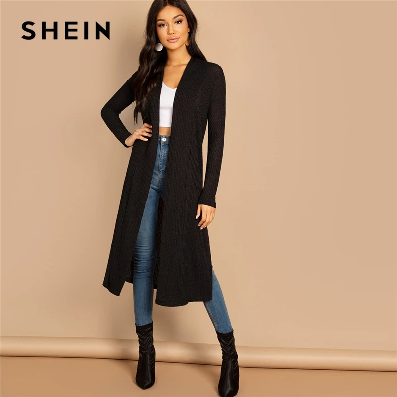 SHEIN Длинный Демисезонный Кардиган Повседневный Кардиган С Длинными Рукавами