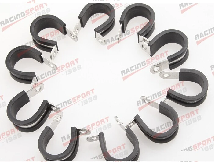 

10PCS Cushioned Hose Mounting Clamp Loop Strap 304 Stainless Steel 1/2" Black CCLR-8