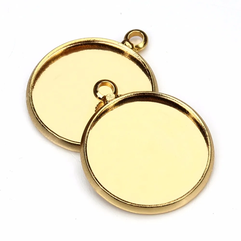 

20pcs/lot Inner Size 10/12/14/16/18/20/25mm Necklace Pendant Tray Gold Color Copper Round Blank Cbochon Base Settings Cameo Tray