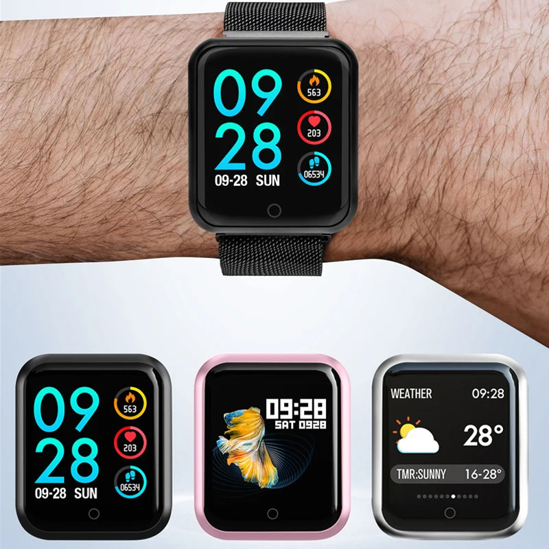 

Men P68 Smart Watch Women Blood Pressure Blood Oxygen Heart Rate Monitor Sports Tracker Smartwatch Waterproof For IOS Android