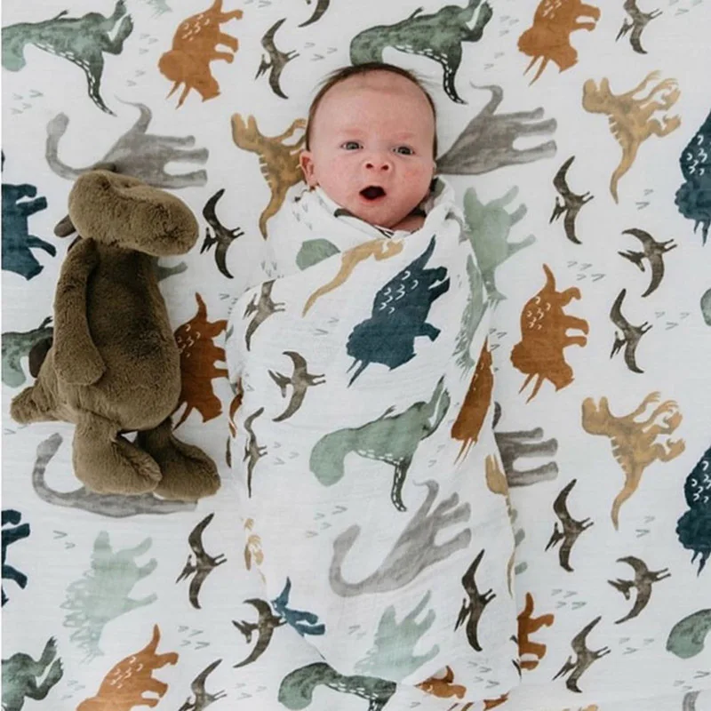 Активный принт новорожденных 47 х дюймов детские муслина Пеленальное Одеяло