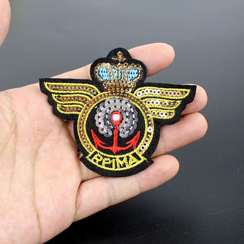1Pcs Sequins clothes Patches badge hot iron on Embroidered wing Patch Applique for Jacket Jeans DIY Accessories | Дом и сад
