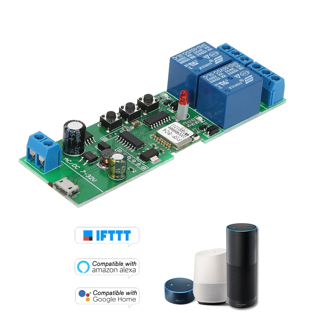 2CH USB DC5V/7-32 в беспроводной переключатель таймер умный Wifi переключатель универсальный модуль телефон пульт дистанционного управления для Alexa Google Home