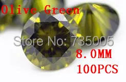 

MRHUANG Jewelry Supplies AAA Grade CZ Cubic Zirconia Olive Green Round Zircon 8.0MM DIY Jewelry Findings Supplies Free Shipping