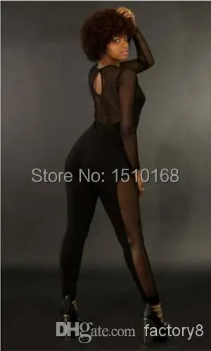 Novidades Vestidos Women Sexy Mesh Patchword White/Black Jumpsuit Bobycon Evening Club Party 2014 Summer High Street Bandage Cas |