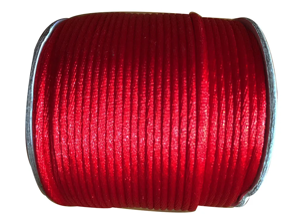

2mm Red Nylon Cord Jewelry Findings Accessories Rattail Satin Thread Macrame Rope Bracelet Wire Beading Cords 60m/Roll