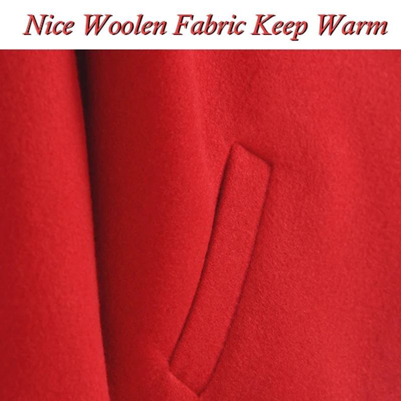 Детская куртка для девочек Тренч красная шерстяная двубортная верхняя одежда с