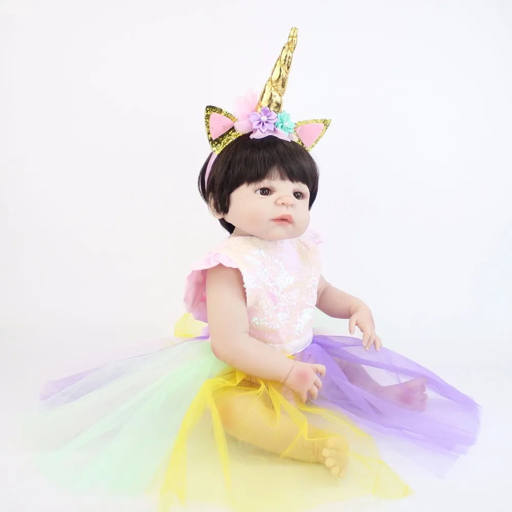 55 см всего тела силикона Reborn Baby Doll мягкий винил Новорожденный ребенок платье