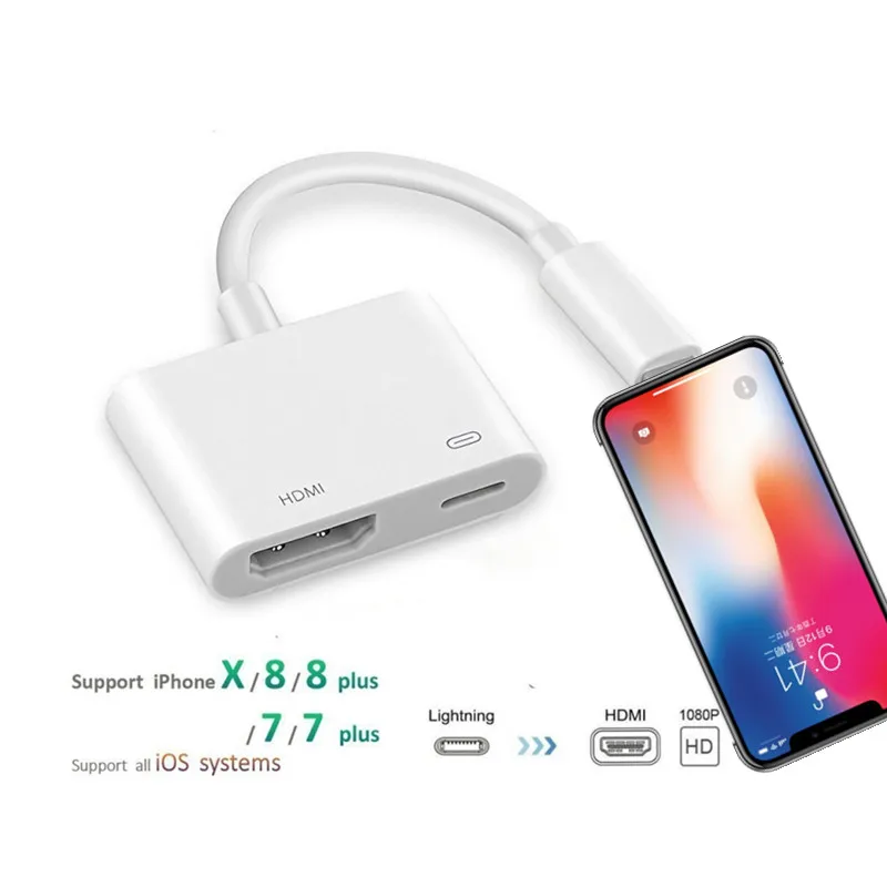 

For iPad Air to HDMI Adapter For Lightning to Digital AV HDMI 4K USB Cable Connector 1080P HD Adapters For iphone X XS 8 7 6 5s