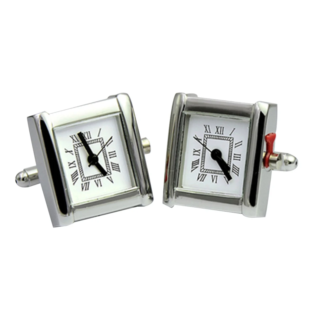 Luxury mens shirt cufflinks for cuff links watch function merchanical sliver plated prefect business gift | Украшения и