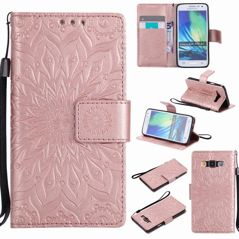 Rose Gold Для samsung galaxy A3 чехол-кошелек+ силиконовый чехол samsung galaxy A3 чехол для телефона для capas samsung galaxy A3 кожаный чехол - Цвет: Rose Gold