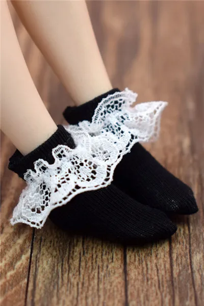 1 pair black Новинка, 1 пара, короткие носки Blyth Doll, подходят для Licca, Azone, Redberry, Momoko, Barbies, кружевные носки для куклы, аксессуары для одежды - Цвет: 1 pair black