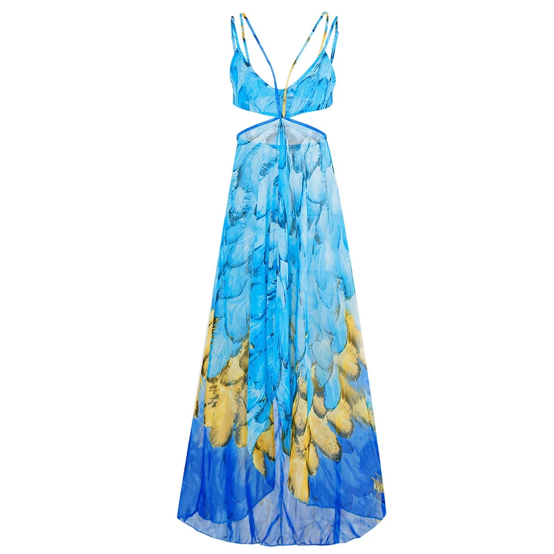 Женское пляжное платье на бретельках OVESPORT Элегантное летнее без рукавов с