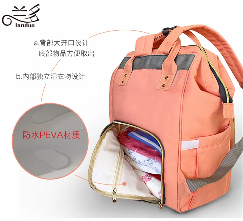 Сумка для подгузников LAND Mommy с крючком и матрасом для пеленания, большая вместительность, рюкзаки для мам, сумки для детских подгузников, дорожный рюкзак для кормления, MPB01
