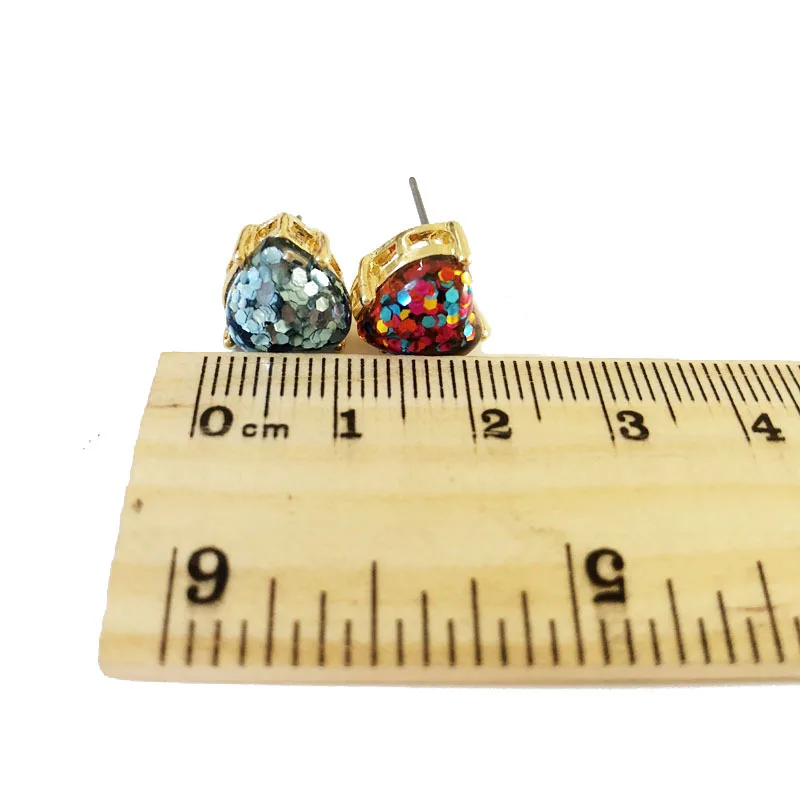 14 Colours Small Love Heart Glittery Stud Earrings Fashion Sequins Opal Earings Gold Color Cute Brand Jewelry Women | Украшения и