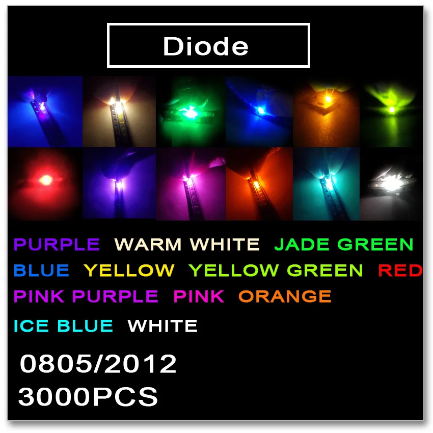 JASNPROSMA 0805 2012 SMD LED 3000 шт. красный оранжевый желтый зеленый нефрит Ледяной Синий