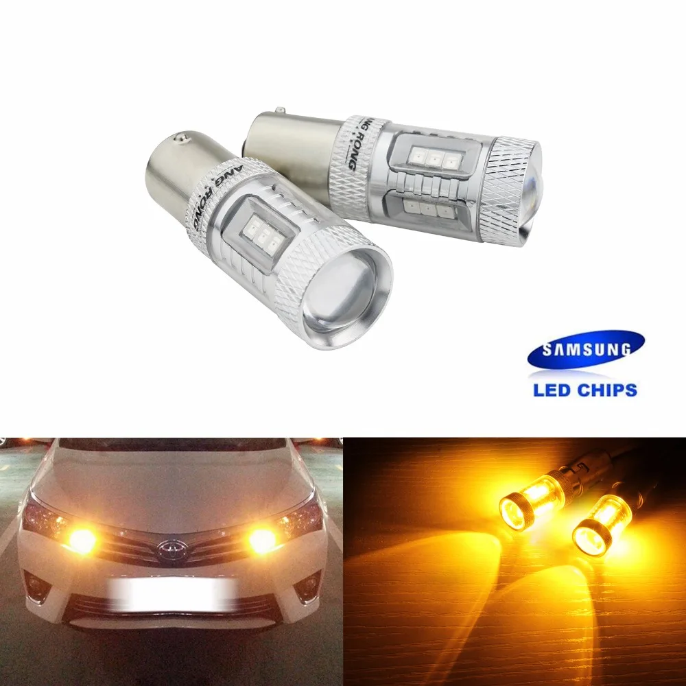 Angrong 2x Янтарный 1156 BA15s P21W 382 Автомобильный светодиодный светильник 15 SMD 2835 SAMSUNG светодиодный сигнальная Поворотная лампа обратный светильник LED DRL лампы